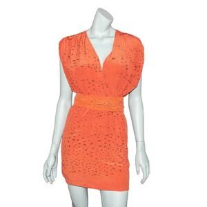 Vivien Ramsay Silk Orange Gathered Glamor Dress Size XS